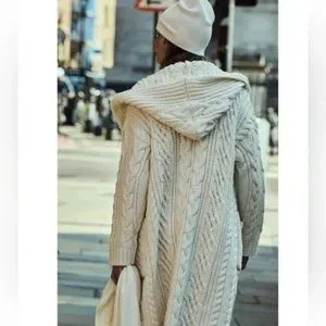 Zara | Jackets & Coats | Zara Long Cable Knit Coat Long